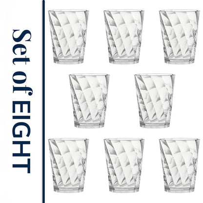 US Acrylic Optix Plastic Reusable Drinking Glasses (Set of 8) 14oz Rocks Cups in Clear | BPA-Free Tumblers, Made in USA | Top-Rack Dishwasher Safe
