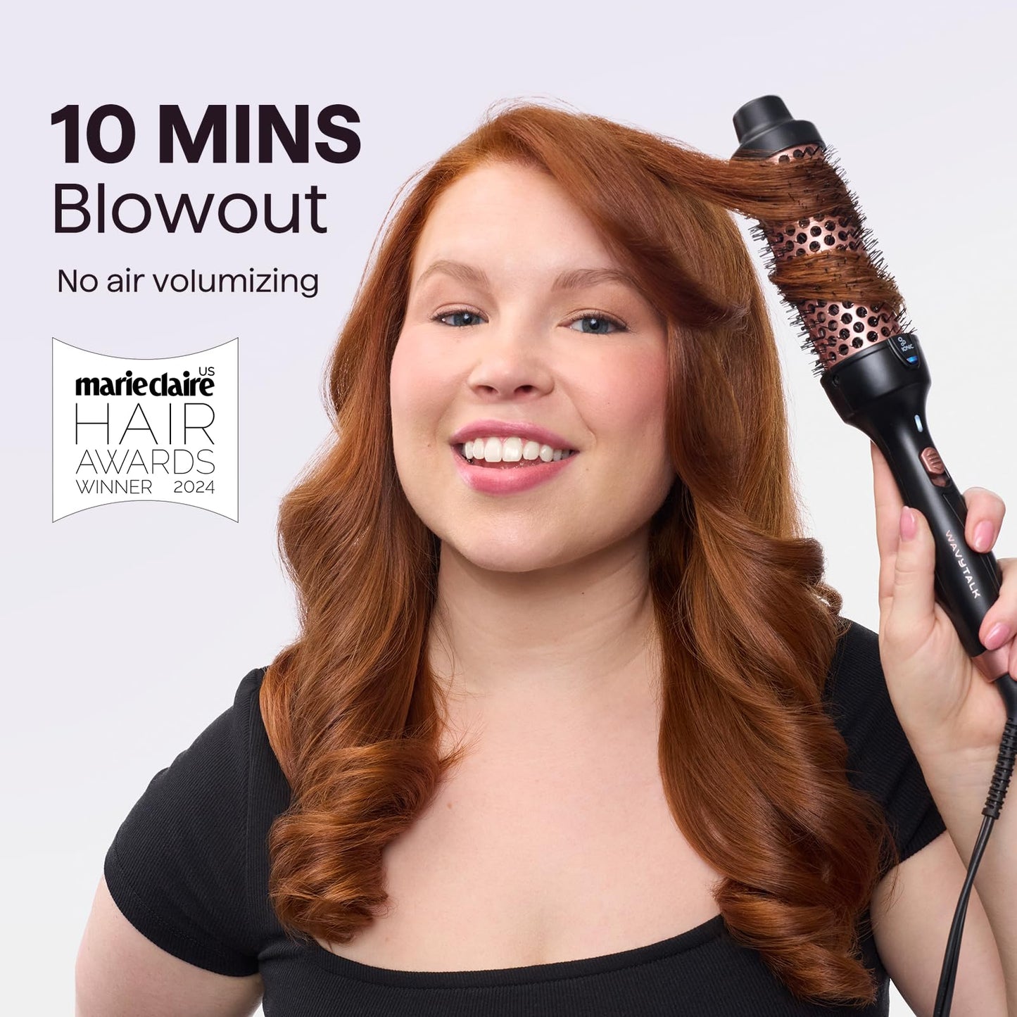 Wavytalk Updated Version Thermal Brush, 1.5 Inch Negative Ion Blowout Express Thermal Round Brush Creates Salon-Quality Blowouts, lonic Frizz Reduction Makes Hair Shinier & Smoother (Millennial Pink)