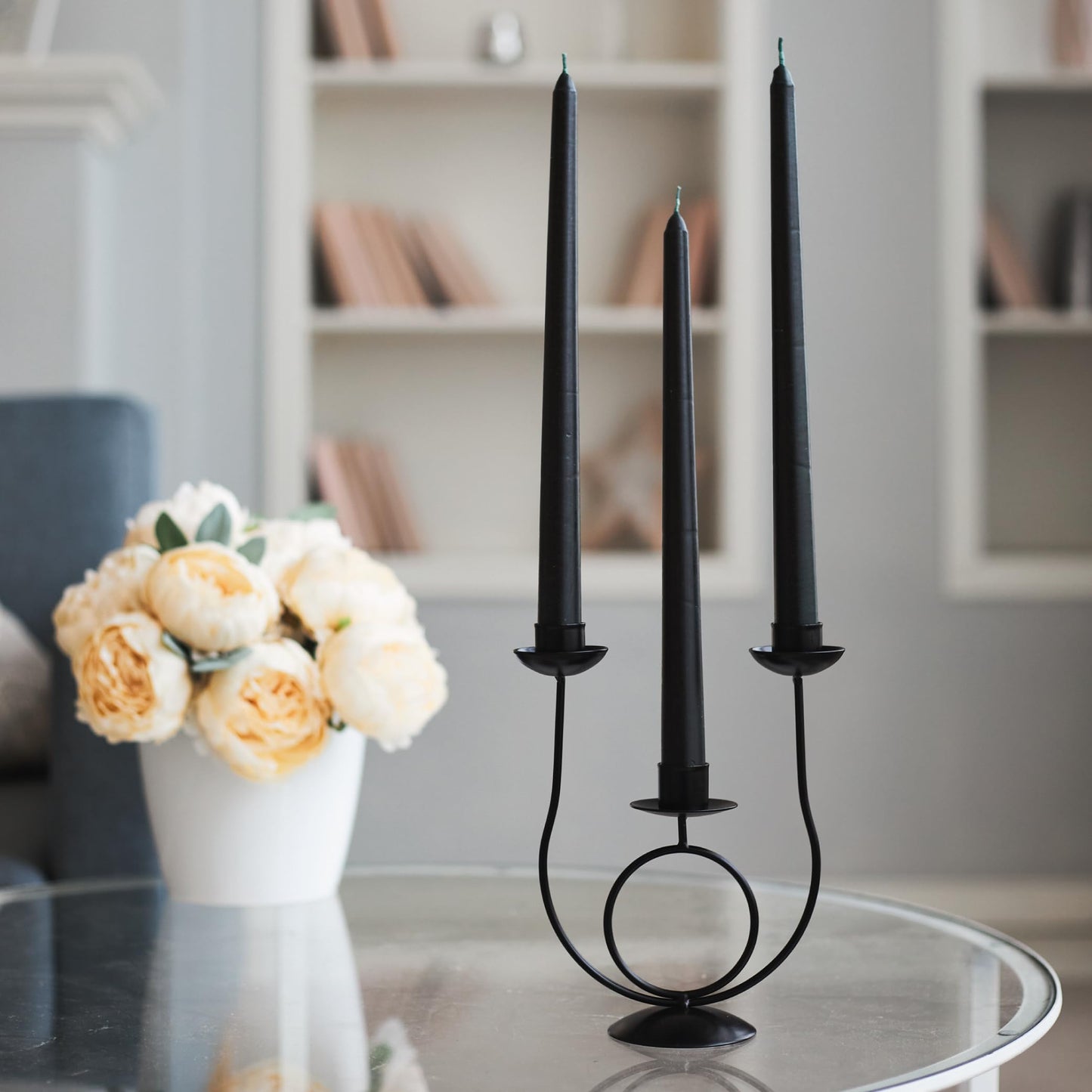 SONEDLY 10 inch Taper Candles 4 Pack - Long Burning Dripless and Smokeless - Ideal for Halloween and Witchcraft - 8-Hour Coal Black Candlesticks