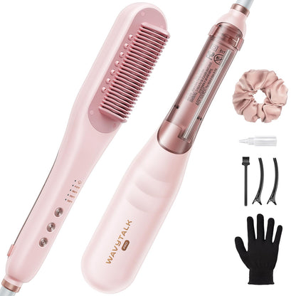 Wavytalk Pro Steam Hair Straightener Brush, Steamline Pro 3 in 1 Straightening Brush, Steam Reduces Damage, Nourishes Hair, and Expedites Straightening