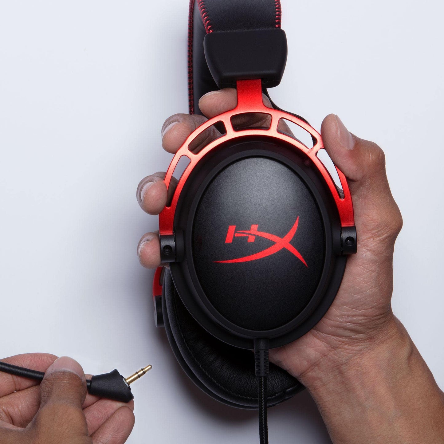 HyperX Cloud Alpha Gaming Headset Headphone Wired Detachable Noise Cancelling Microphone Dual Chamber Drivers Memory Foam Over-Ear Soft Leatherette for PC Xbox Nintendo Switch PS4 Black Red (Renewed)