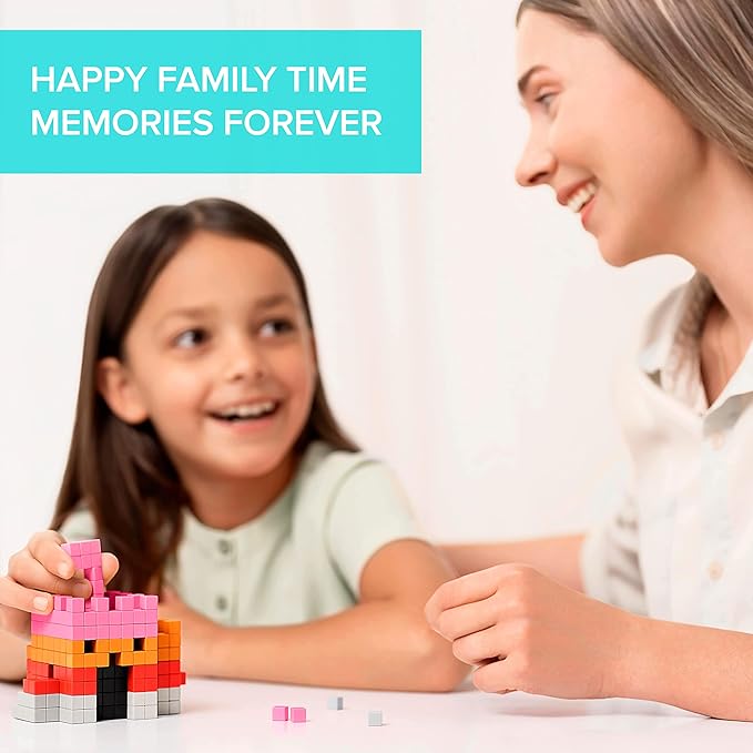 PIXIO Sweet - Tiny Magnetic Blocks Building Toy in The Pixel Art Style with Free App - 5/16 Plastic Cubes with 6 Magnets Inside - Open Ended Toy - Creativity Kit for Ages 6+ - 60pcs