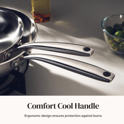 Redchef Stainless Steel Frying Pan Set, Induction Kitchen Cookware Set, Non-Toxic Uncoated Skillets for Searing & Cooking, Oven Safe Stainless Steel Cookware Set, 3-Piece (8", 9.5", 11")