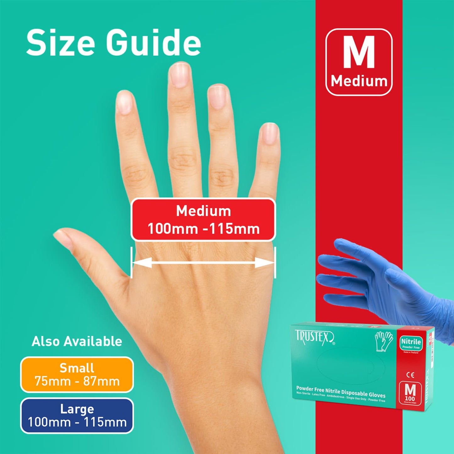 Trustex® Nitrile Disposable Gloves | Powder Free | Case of 1,000 | Size Small