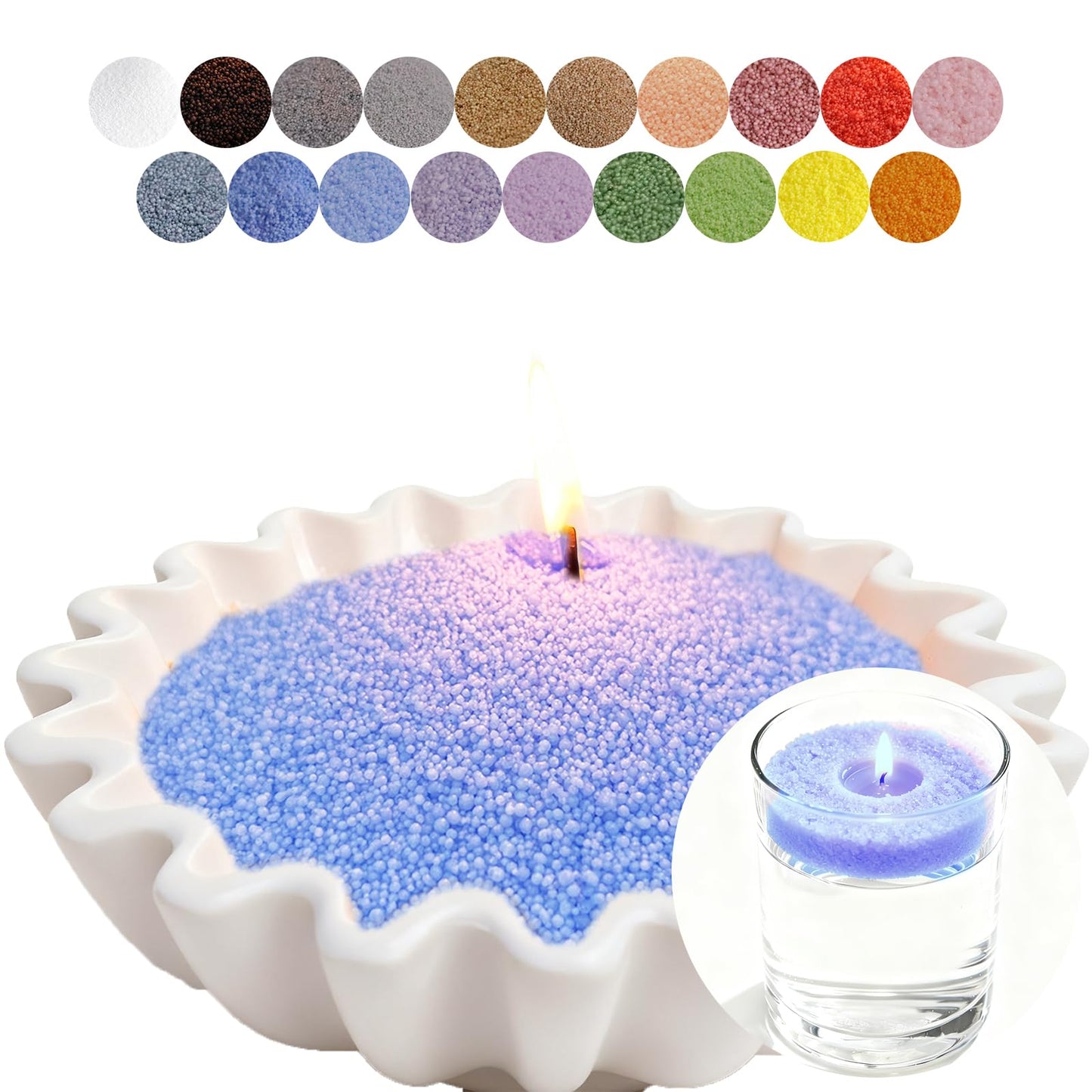 Aufien Candle Sand with Wicks, 21.4 Oz Pearled Candle, DIY Bead Powder Sand Wax Making kit Refillable Non Toxic for Handmade, Mother's Day Wedding and Halloween Christmas Decorations Blue