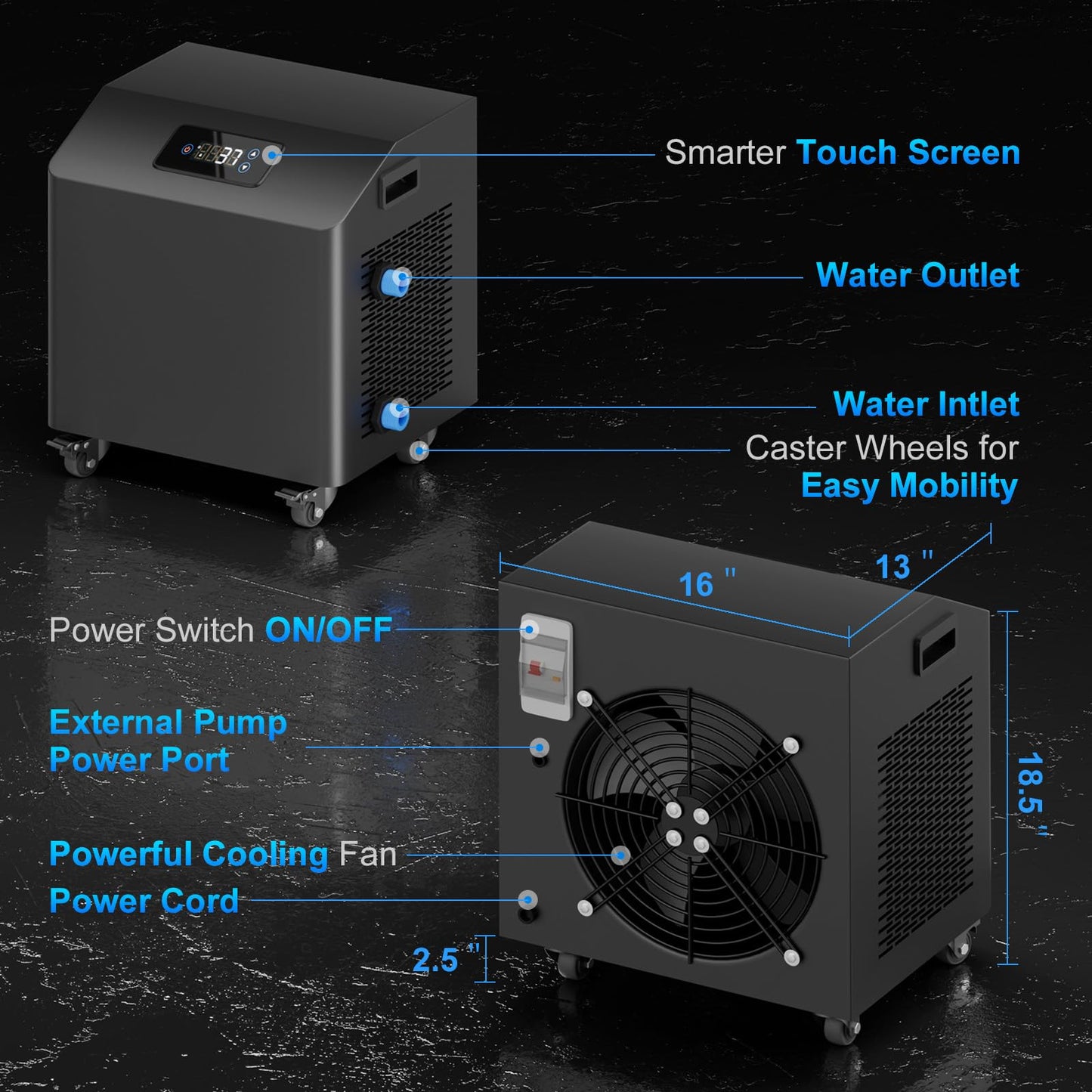 1HP Ice Bath Chiller for Cold Plunge Tubs, Cold Plunge Chiller with External Pump & Filter, Submersible Pump, 2500W Water Chiller for Cold Plunge Recovery and Various Cold Plunge Tubs