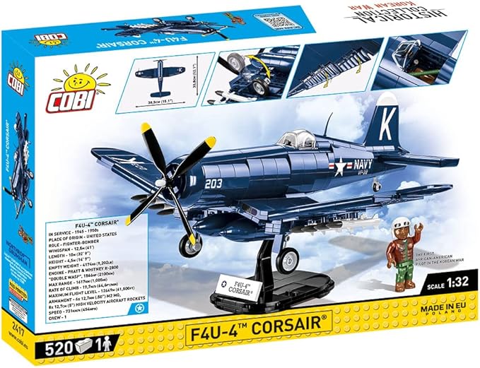 COBI Historical Collection Korean War F4U-4 ™ Corsair® Aircraft Building Set 520 Pieces