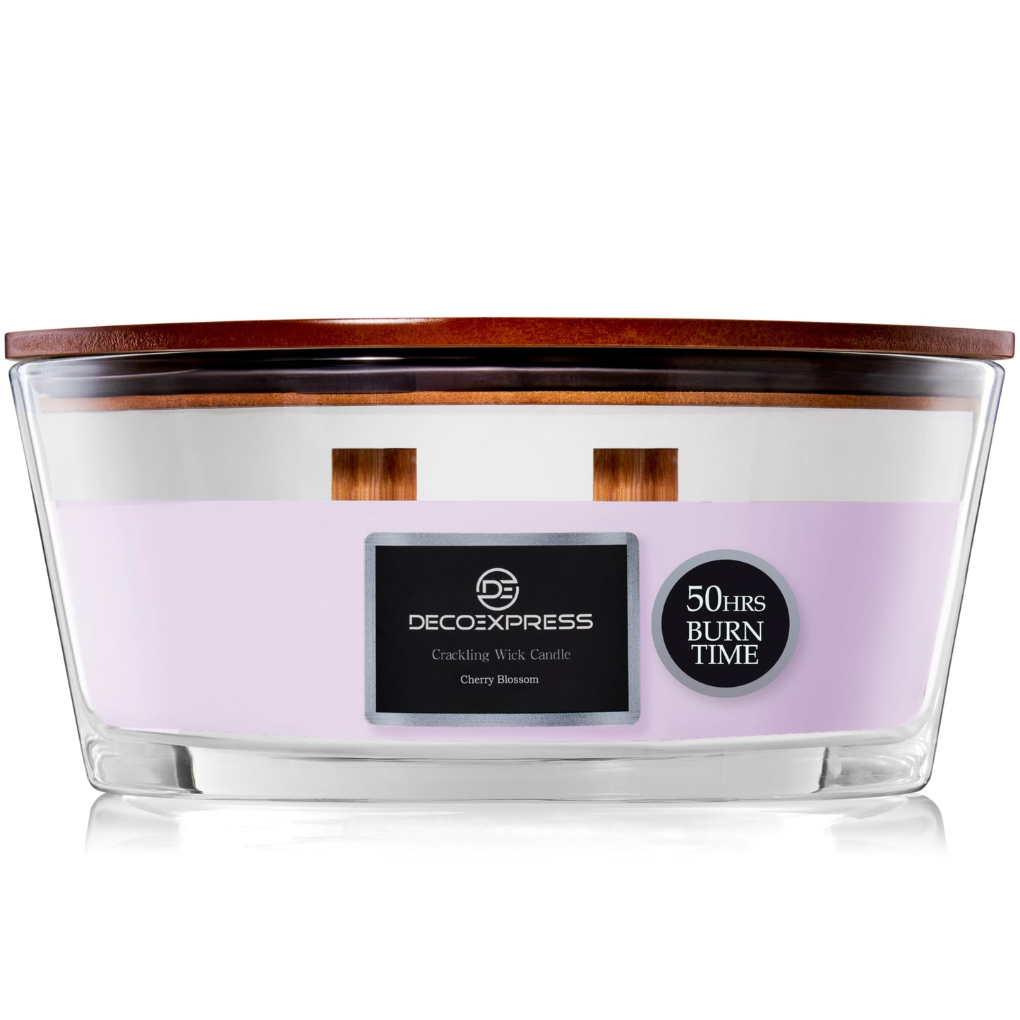 DECO EXPRESS Scented Candles, Crackle Double Wick Candles, Long 50 Hours Burn Time, Home Decor & Gift Ideas (Cherry Blossom)