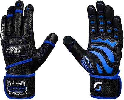 Elite Leather Gym Gloves with Built in 2" Wide Wrist Wraps Grip & Design for Weightlifting Power Lifting Bodybuilding & Strength Training Workout Exercises