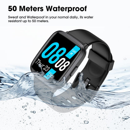 POIUZET Fitness Tracker, Fitness Watch with Blood Oxygen, Blood Pressure & Heart Rate Monitor, Steps Calories Counter, Sleep Monitor, Pedometer 50 Meters Waterproof, Smart Watch for Android iPhones