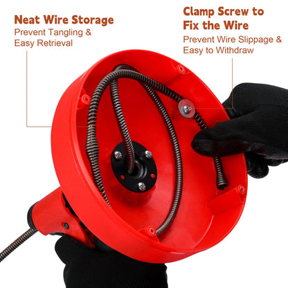 50 FT Double Mode Drain Snake Tools, 11-in-1 Drain Auger for Sink and Drain Unblocking, Plumbing Snake for Kitchen, Bathrom and Shower Sink, Drain Clog Remover for Real DYIs