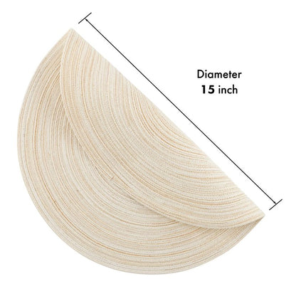 Winknowl Round Braided Placemats Set of 4 Washable Woven Heat Resistant Table Mats for Kitchen Dining Tables 15 inch Round Place Mats (Ivory,4)