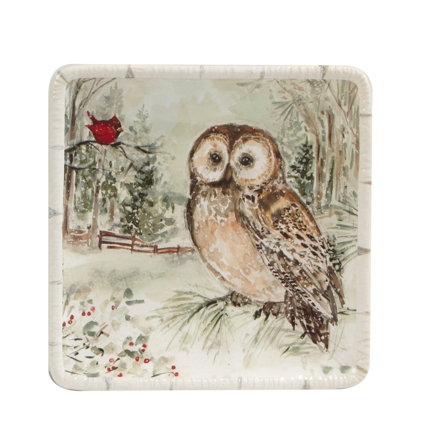 Certified International Winter's Walk 6" Canape/Luncheon Plates, Multicolor, Small, Set of 4