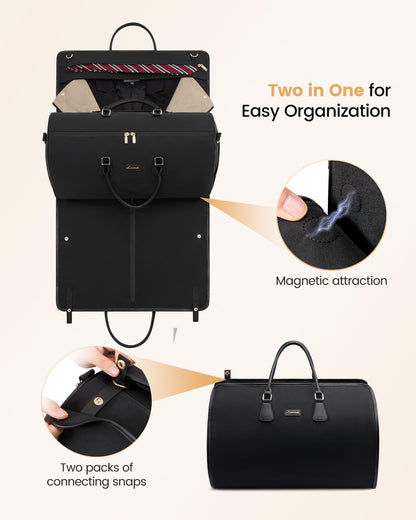 LOVEVOOK Convertible Travel Duffle Bag for Women Men,2 in 1 Garment Bag for Travel with Shoe Pouch,Overnight Weekender Carry On Duffel Bags for Airplane,Hanging Suitcase Suit Dress Business for Trip
