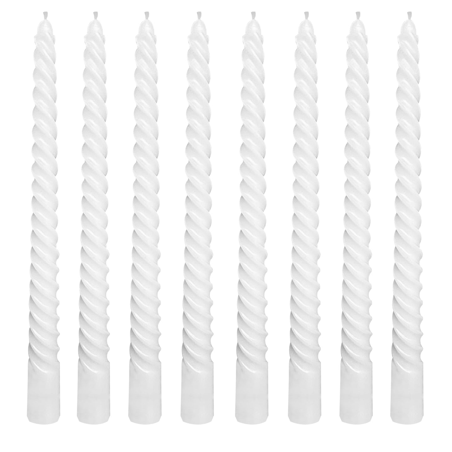 8 Pack 10 Inch White Spiral Taper Candle Set, 7/8 Inch Unscented Driples Candlesticks for Home Decoration, 6-7 Hours Burn