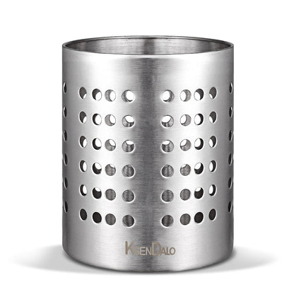 KSENDALO Small Stainless Steel Utensil Holder, SUS304 Silverware Utensil Drying Rack, Utility Sturdy Home Kitchen Daily Use Utensil Drainer for Countertop, Silver (5.32inch Tall)