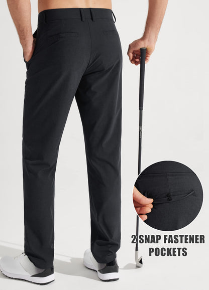 Libin Mens Golf Pants Classic Fit Stretch Work Dress Pants 32" Quick Dry Lightweight Business Casual Trousers Comfort Water Resistant, Black, 32W x 32L