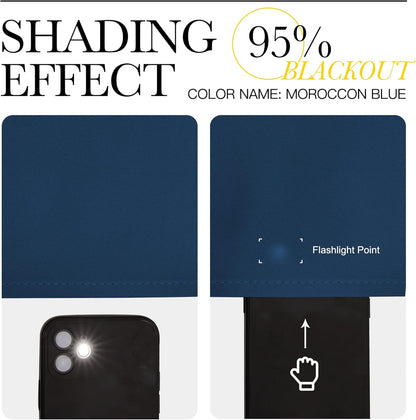 NICETOWN Blackout Curtains for Patio Glass Doors - Moroccan Blue, 42" Wide x 90" Long, Privacy Drapes