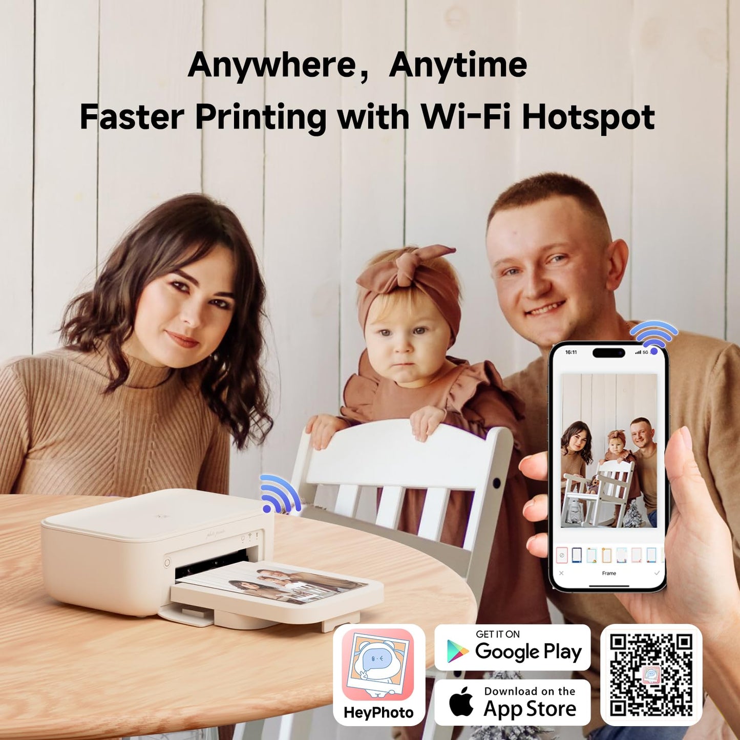 HPRT Photo Printer 4×6”, Wi-Fi Full-Color Instant Phone Phtoto Printer for iPhone, Android, Smartphone, Thermal Dye-Sublimation Impresora De Fotos for Home Use, + 20 Sheets Photo Paper & 1 Ribbon