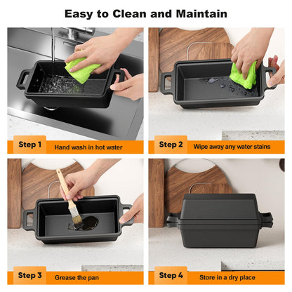 Heimekite 9×5 Inch Cast Iron Loaf Pan with Lid, bread pans for baking, 2 Piece Set | Even Heat Distribution Bread Baking Pan for Homemade Sandwich Bread, Banana Bread, Cakes, Meatloaf