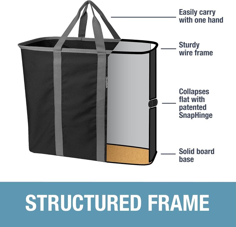 CleverMade Collapsible Laundry Caddy – Foldable Laundry Hamper & Tote, XXL 64L Pop-Up Laundry Basket with Handles, Space-Saving Laundry Organizer for Home & Travel, 2 Pack - Charcoal Gray