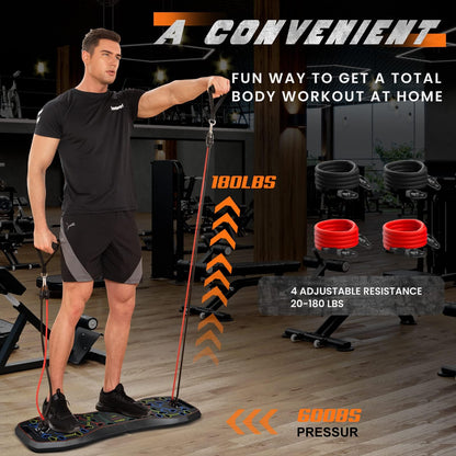LALAHIGH Push Up Board,36 in 1 Home Gym Equipment with Ab Roller Wheel & Resistance Bands, Portable Foldable Workout Board for Full Body Strength Training Men Women