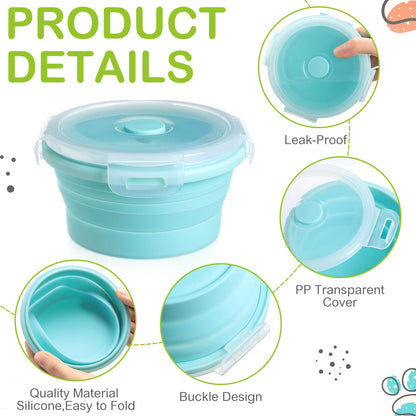 Suclain 4 Pcs Camping Bowl with Lid Collapsible Silicone Lunch Box Salad Bowl Expandable Food Storage Container Folding Travel Container for Hiking Camping(Red, Pink, Blue, Green,12 oz)