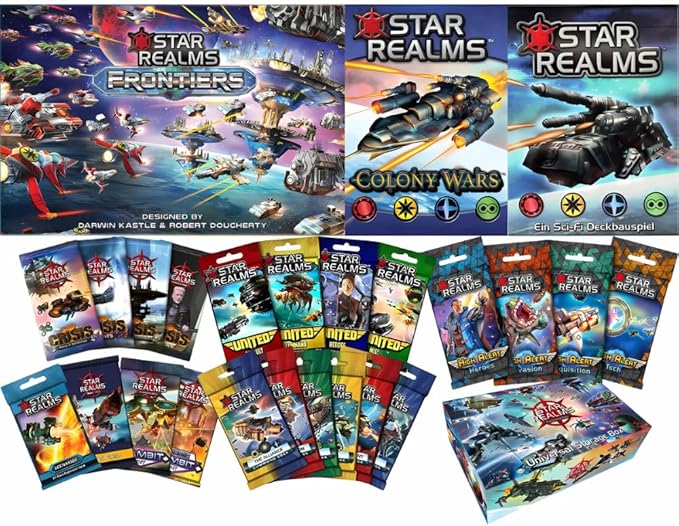 Wise Wizard Games Star Realms Complete Bundle: Core Game Colony Wars Frontiers United Command Decks High Alert Crisis Gambit Cosmic Gambit Scenarios Promo Pack 1 and Universal Storage Box