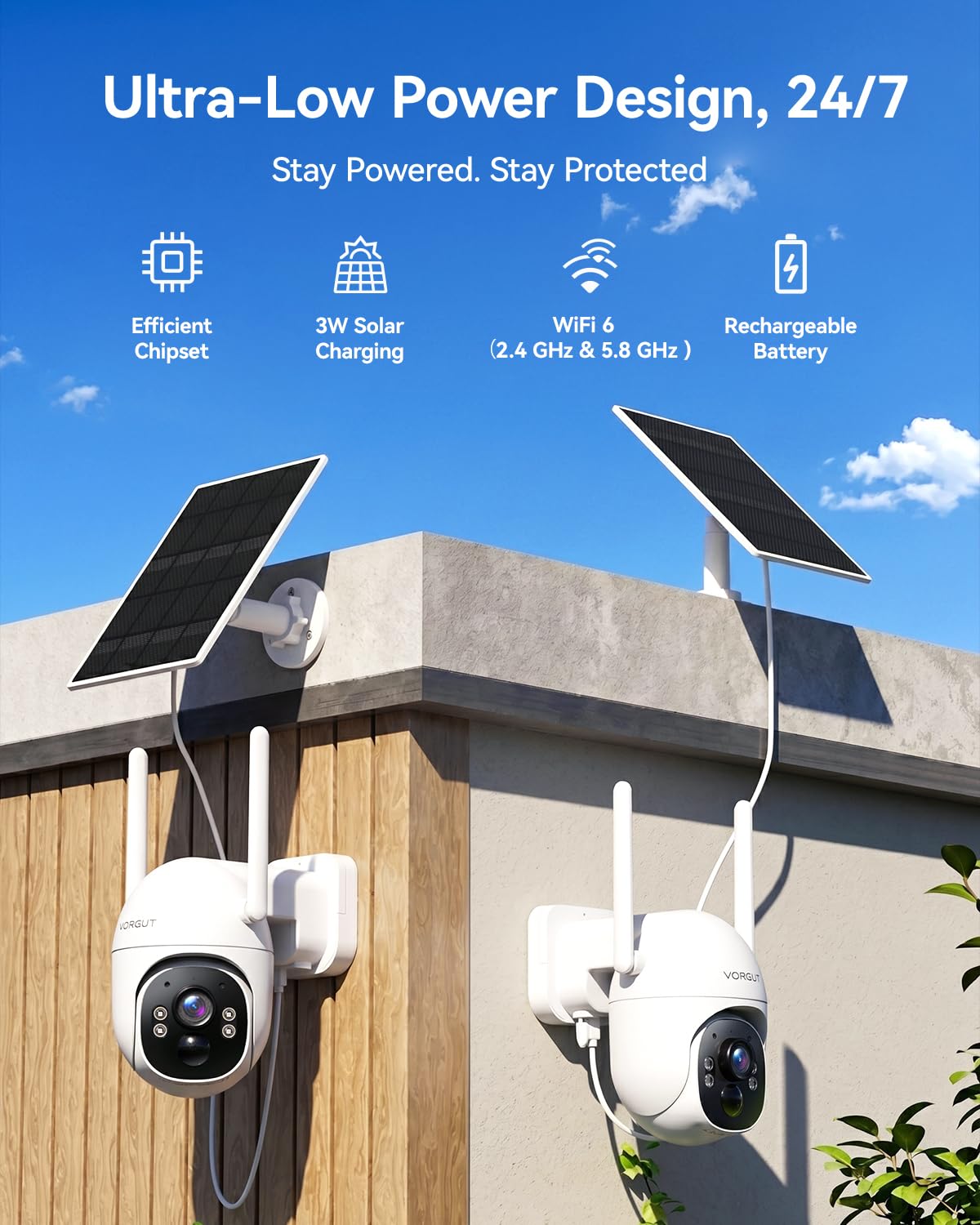 Solar Security Cameras Wireless Outdoor System with 10'' Touch Monitor 10CH NVR, 4MP WiFi6 Cameras for Home Security, 355° Pan 90° Tilt, Night Color, 2-Way Audio, 500G HDD, 0 Monthly Fee, 4 Cam-Kit