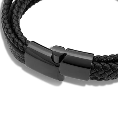 SERASAR Mens Leather Bracelet 20cm Black Men Gift Box Genuine Braided Adjust Able Magnetic Clasp Multi Layer Wrap Rope Man Mans Bracelets Jewelry Magnet Accessories