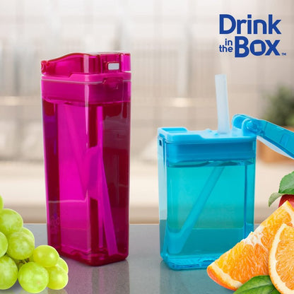 Precidio New 2022 Drink in the Box Design Eco-Friendly Reusable Drink Container, 12oz (Blue) 1012BL