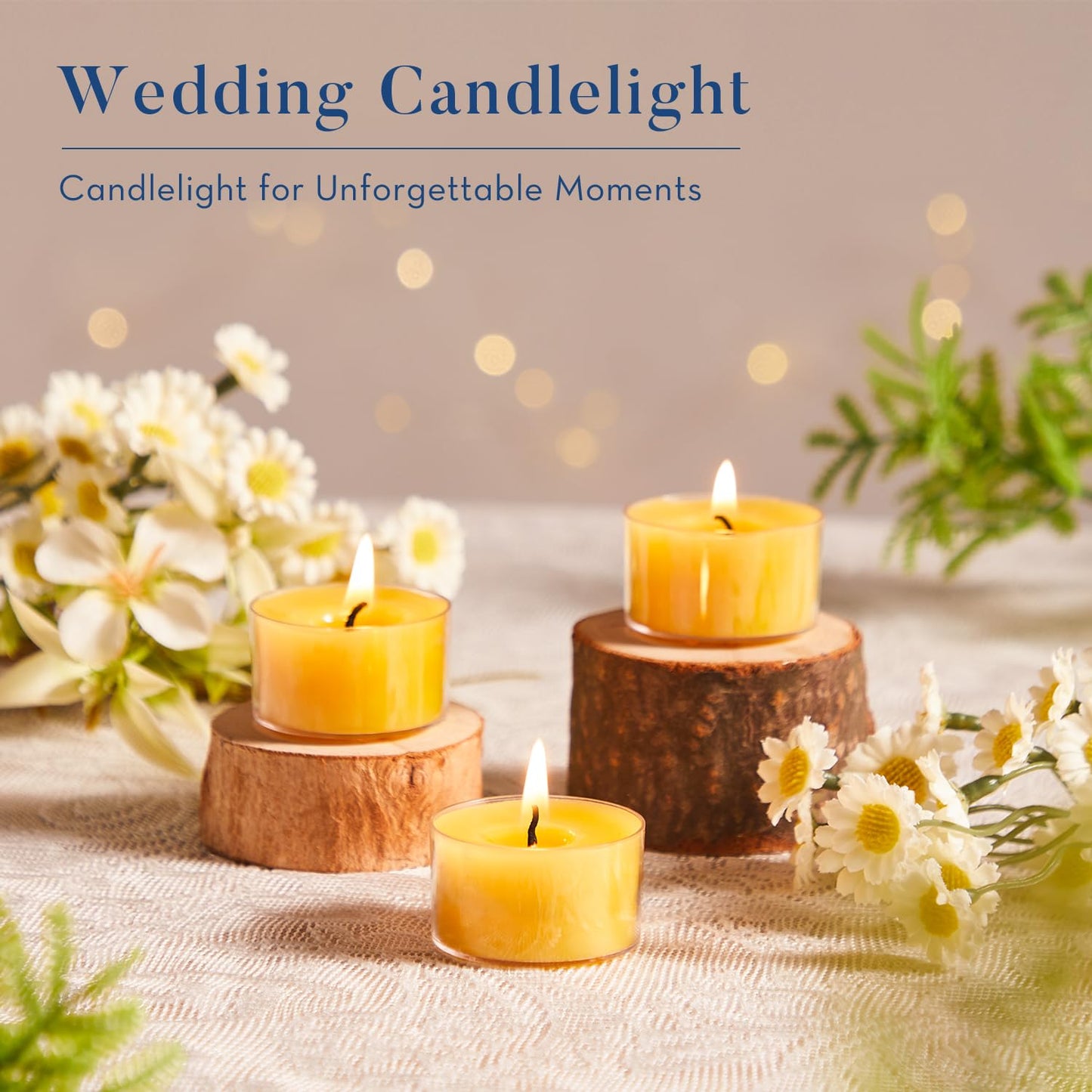 Crenovo 48 Pack Beeswax Tea Lights, 6-Hour Long Burning Tealight Candles, Ideal for Dinners Meditation Home Decor Tea Candles