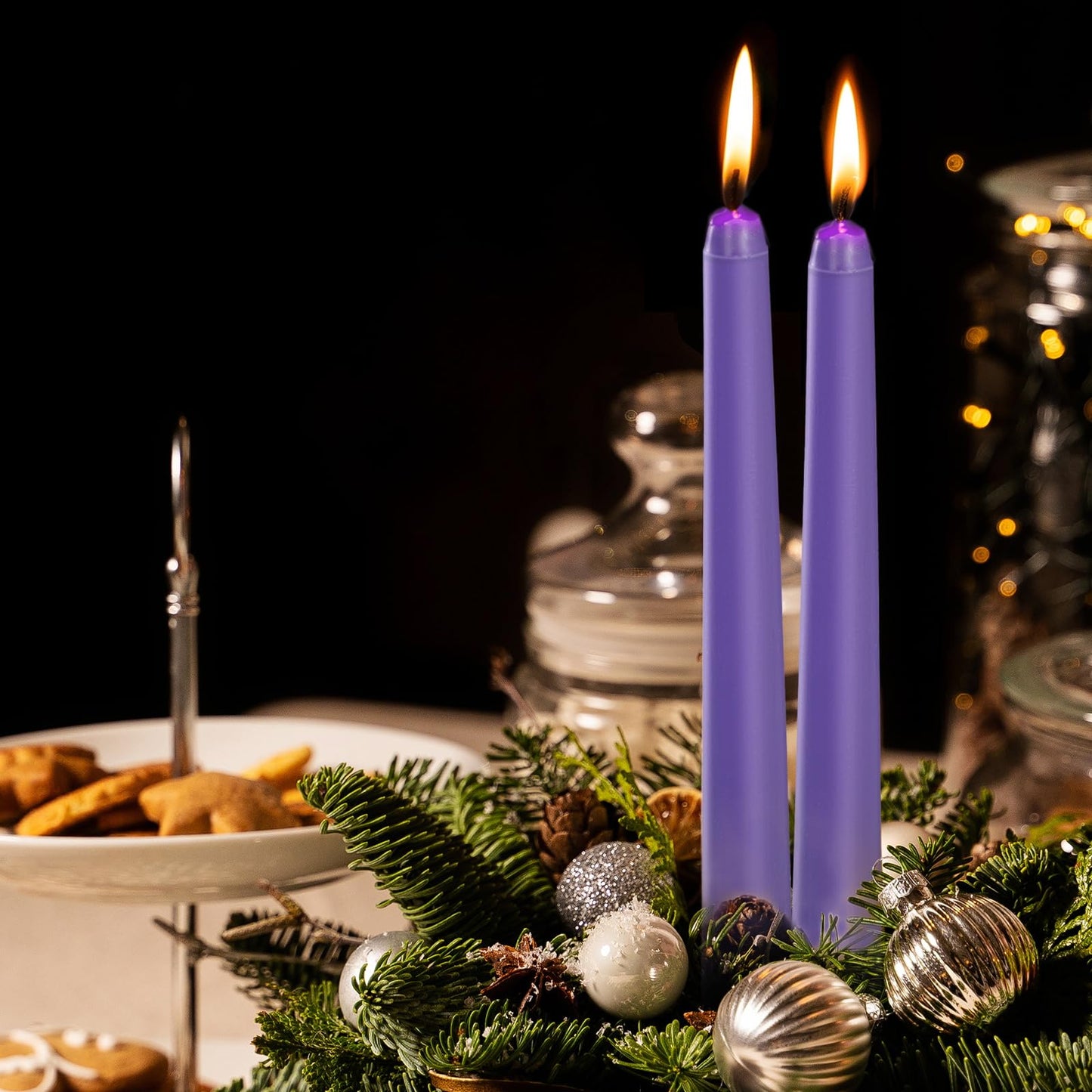KONNI 0.87×10 Inch Violet Taper Candles, Unscented and Smokeless Tall Candlesticks, 10 Pack Tapered Candles with Cotton Wicks, Long Burning, Ideal for Weddings, Dinner Parties, and Home Décor