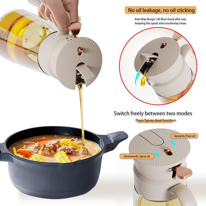 2026 New 19.6oz/580ml Olive Oil Sprayer for Cooking, Leak Glass Olive Oil Dispenser Bottle, 2 in 1 Oil Dispenser and Oil Sprayer, Switch Between Mist & Precision Pour for Air Fryer, BBQ, Salad,Baking