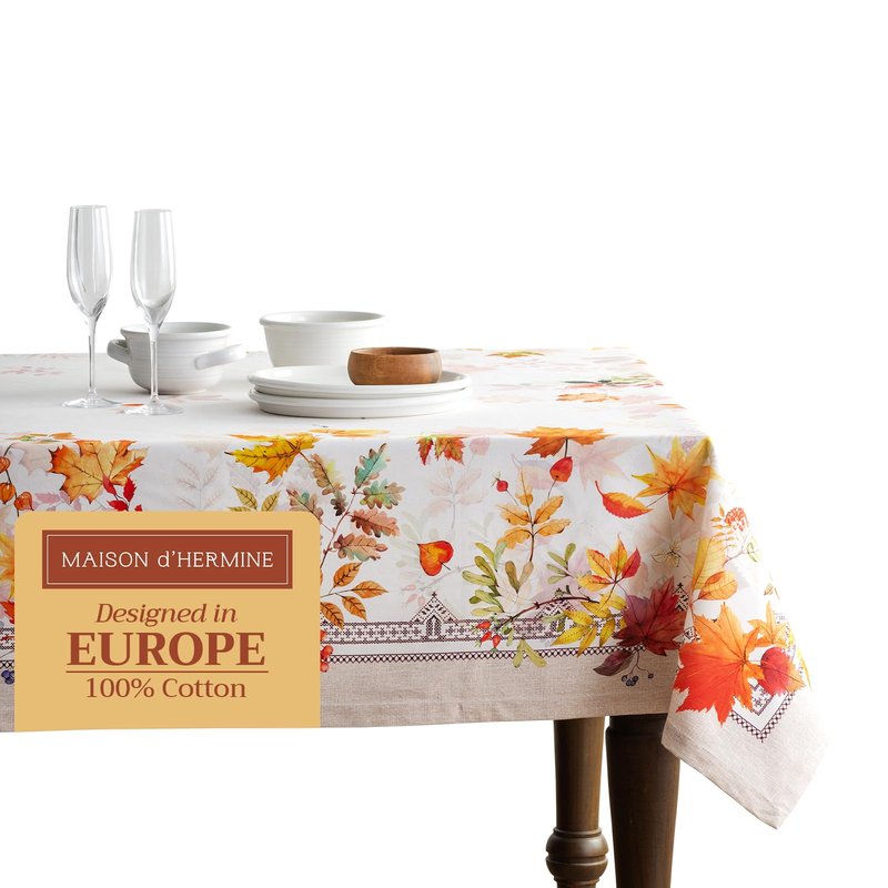 Maison d' Hermine Table Cloth Rectangle Table 100% Cotton 60 x 120 Inches Fall Tablecloth Reusable Everyday Use for Thanksgiving Christmas Decorations Dining Farmhouse Party (Amarante)