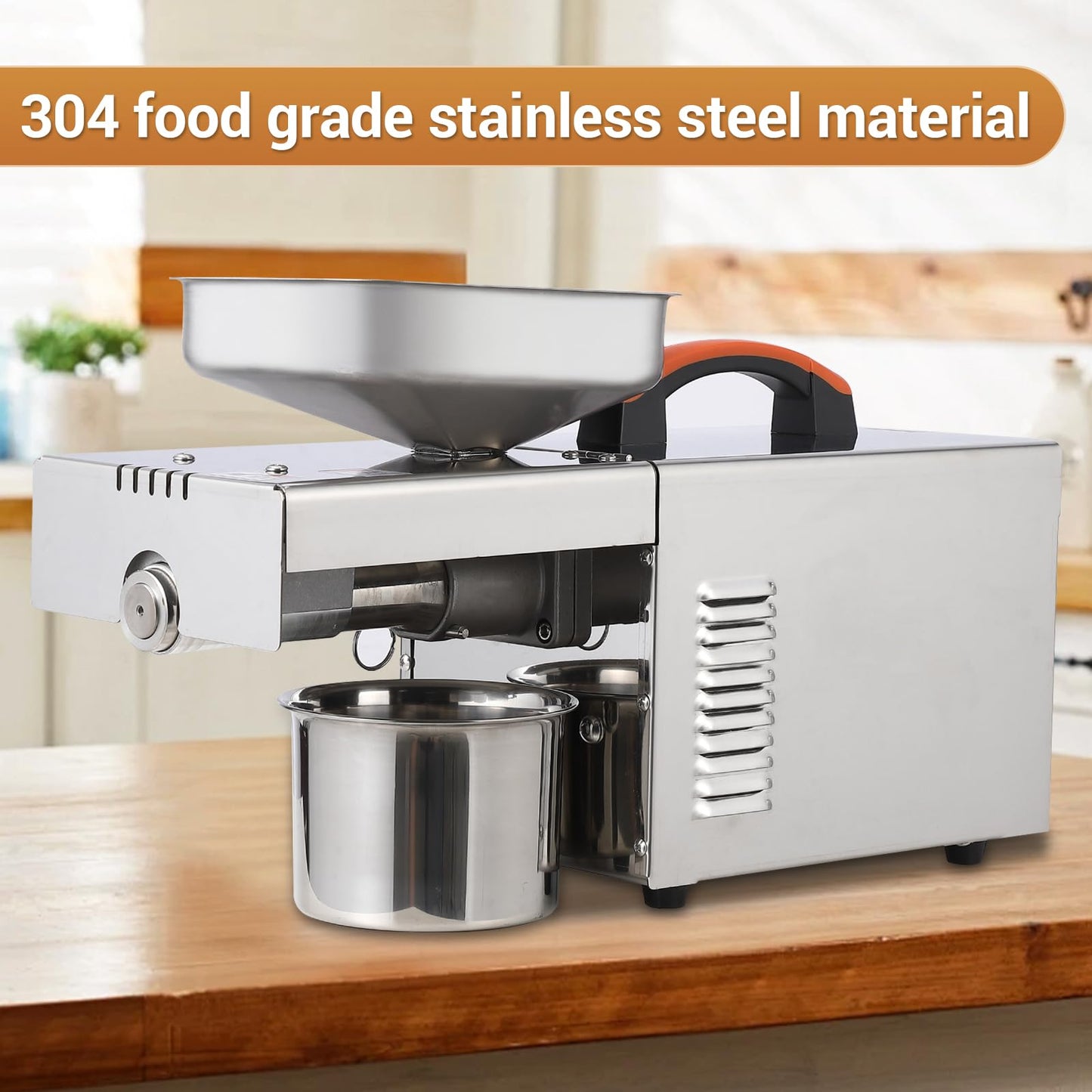 SierraSquad 900W Stainless Steel Oil Press Machine, Automatic Cold Press Oil Extractor for Home Use, Electric Seed and Nut Oil Maker with Temperature Control