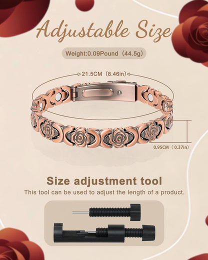 vapeples Copper Bracelets for Women, 99.99% Pure Copper Magnetic Bracelet, 3800 Gauss, Adjustable Sizing, Women's Bracelets With Built-in Magnets, Gift Packaging, Fashion Jewelry Gift.