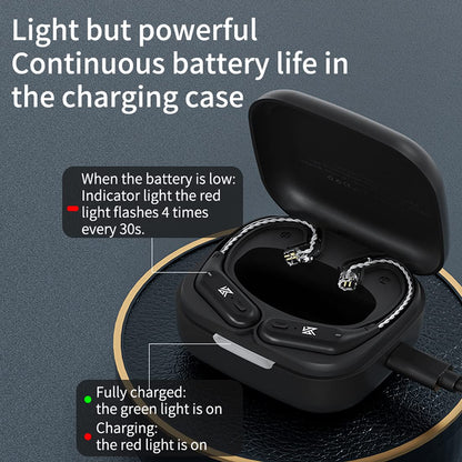 CCA KZ AZ09 IEM Bluetooth Adapter, Bluetooth 5.4 Module, Wireless Waterproof Ear Hook Extra, Long Battery Life Cable for KZ ZS10 PRO/X/2, ZSN Pro/X, AS16 PRO, Zax,ZAR, CRA/C12(C pin)