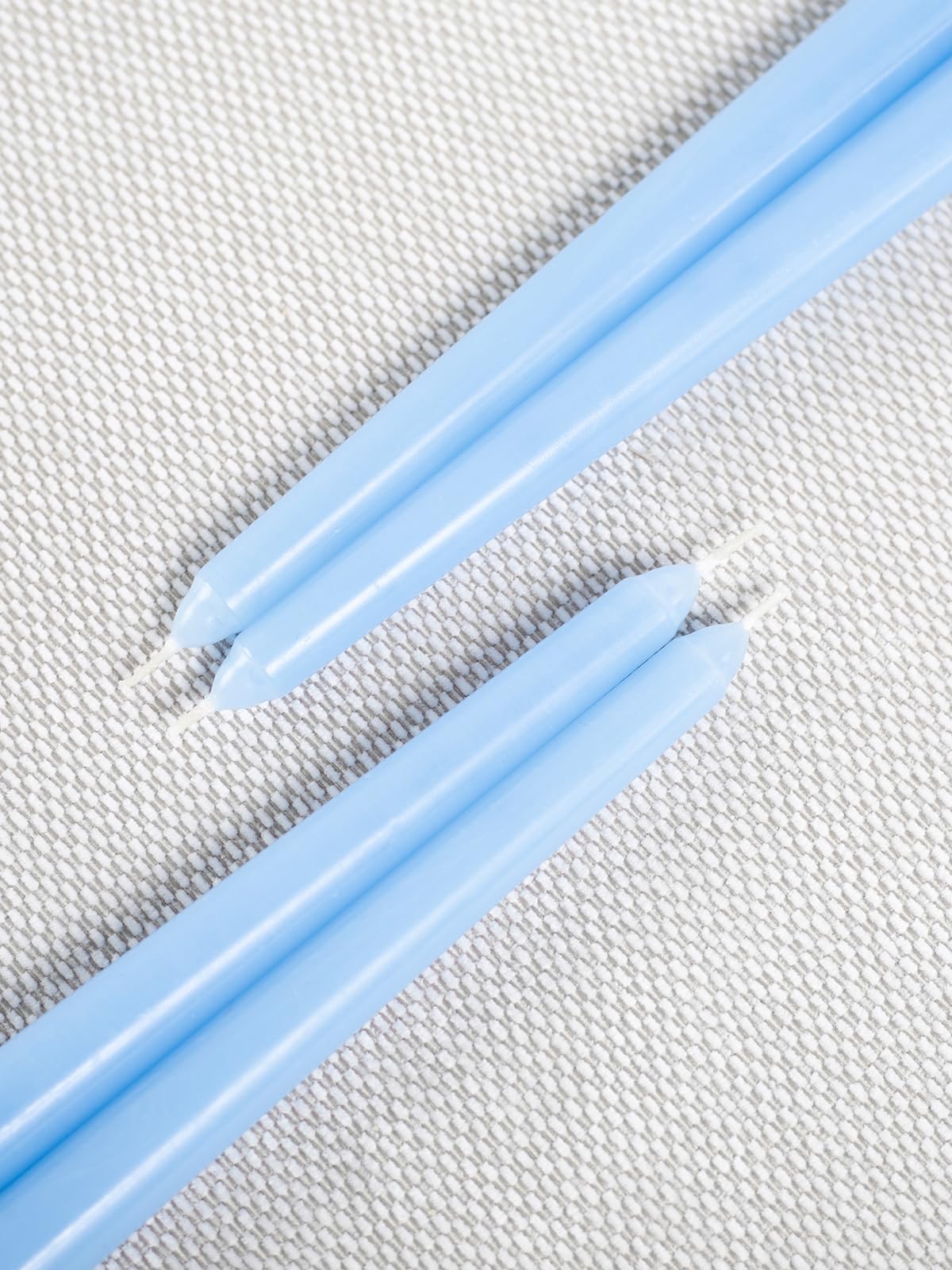 CANDWAX 12 inch Light Blue Taper Candles Set of 12 - Unscented Smokeless Dripless Tall Candle Sticks - Perfect for Special Occasions, Ordinary Dinners and as Easter Candles - Light Blue Candlesticks