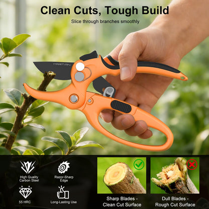 8" Detachable Blade Garden Shears – Heavy-Duty SK5 High Carbon Steel, Easy-Release Blades for Pruning, Trimming & Cleanup | Ergonomic Non-Slip Grip