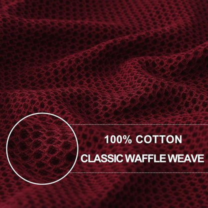 Homaxy 100% Cotton Waffle Weave Dish Towels - Ultra Soft & Absorbent, Quick Drying | 13 x 28 Inches, 6-Pack, Burgundy