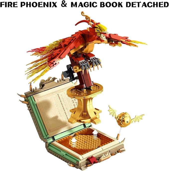 1252PCS Moc Fire Phoenix with Book Building Block Set for Adults NO Compatible with Lego Magic Phoenix STEM Bird Toy Collection Model Gift for Kids Boys and Girls