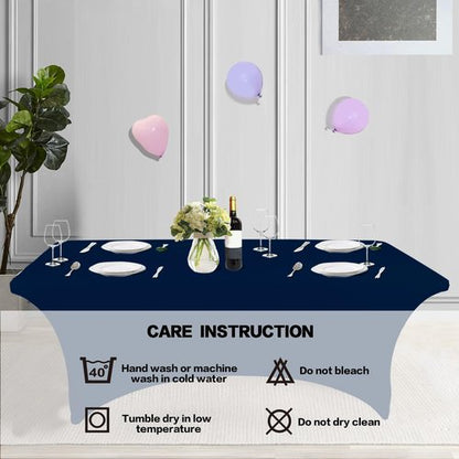 IVAPUPU 2 Pack 6FT Table Cloth for Rectangular Fitted Events Stretch Jean Blue Table Covers Washable Spandex Tablecloth Protector for Party, Wedding, Cocktail, Banquet, Festival