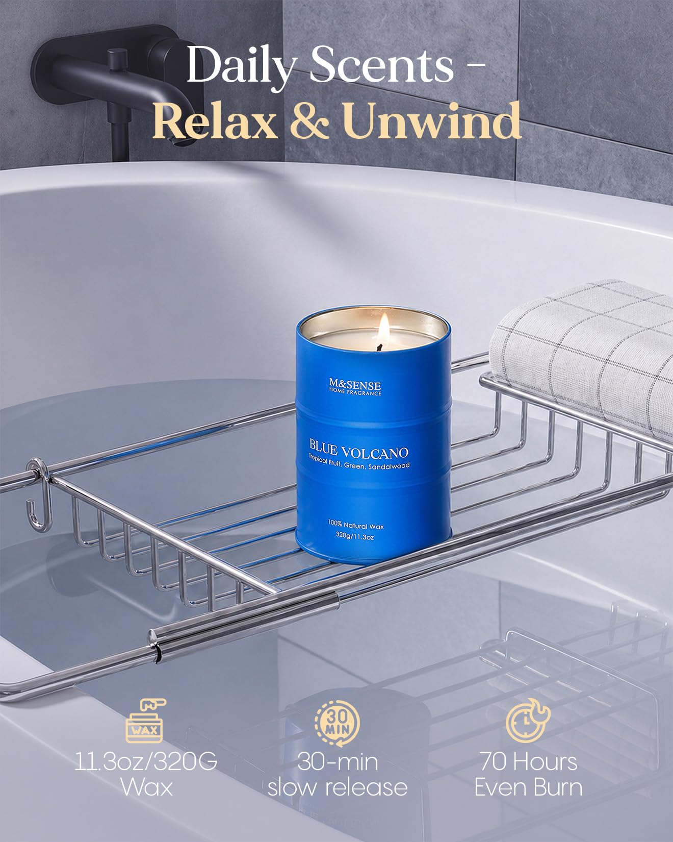 M&SENSE Tropical Fruit Soy Scented Candles Natural Non Toxic, Summer Candles 11.3oz 70 Hours Long Lasting Burning, Unique Candle Gifts Cozy Room Decor for Women Men