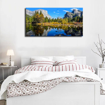 Lake Canvas Wall Art Mountain Picture for Bedroom Living Room Decorations Yosemite National Park Nature Landscape Forest Picture Print on Canvas Artwork for Office Home Wall Decor Framed 20" x 40"
