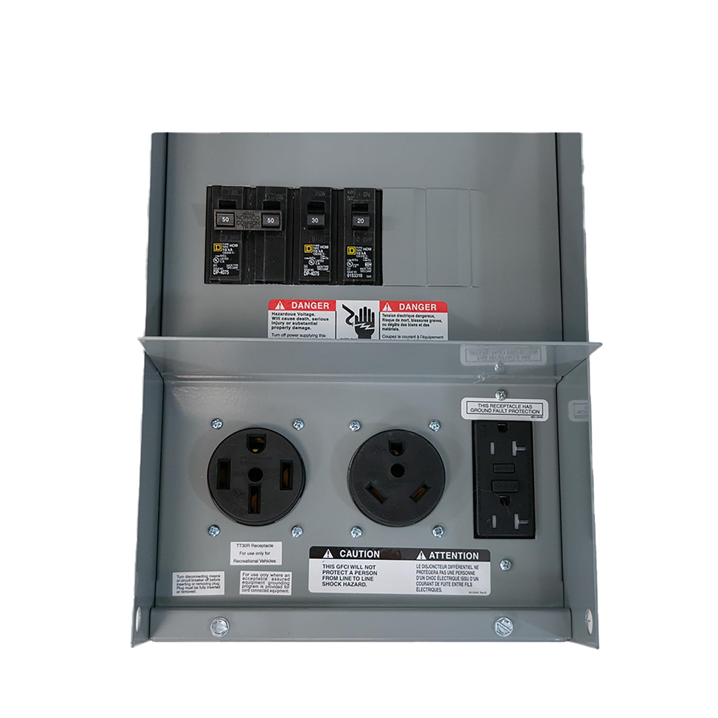 Surface Mount RV Power Outlet – 50/30/20 Amp Electrical Panel, ETL Certified, NEMA 3R Weatherproof, Made in the USA by Jamestown Advanced Products