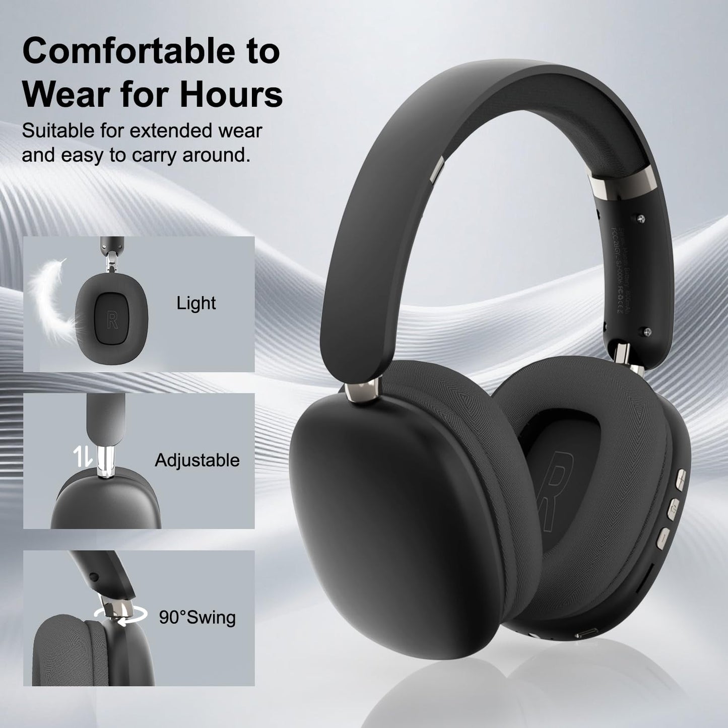 SUNJOM Wireless Bluetooth Over Ear Headphones Up to 28H Battery Life Headset with Microphone Gym Overhead Headphones Compatible with iOS & Android Mobile Phones,Computers,Laptop(Black)