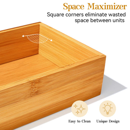 Secura Kitchen Drawer Utensil Organizer Box Set 𝟱 𝗣𝗮𝗰𝗸, Bamboo Utensil Holder Cutlery Makeup Silverware Jewelry Flatware Organization Tray for Kitchen, Bathroom, Office and Living Room