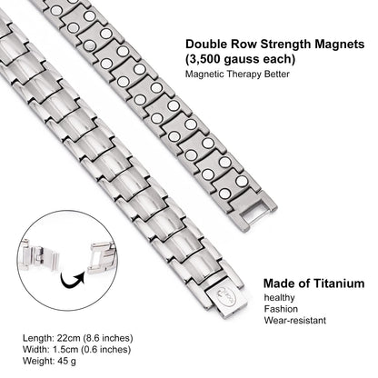 JEROOT Magnetic Bracelets for Men, Pure Titanium Bracelet (3500Gauss Per Magnet), Men's Bracelet Lymphatic Jewelry Gifts