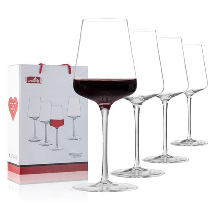 CnSneg Wine Glasses Set of 4, Premium Crystal Wine Glasses 13.5OZ for Red and White, Hand Blown Wine Glass, Unique Wedding Gift
